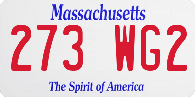 MA license plate 273WG2