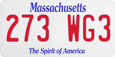 MA license plate 273WG3