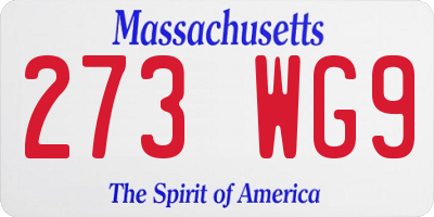 MA license plate 273WG9
