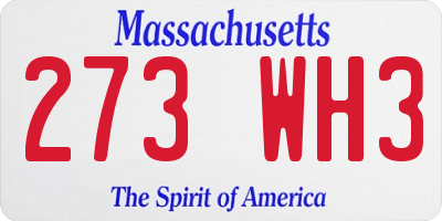 MA license plate 273WH3