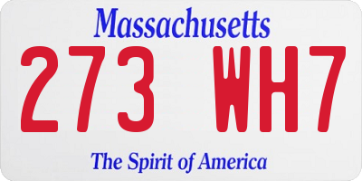 MA license plate 273WH7