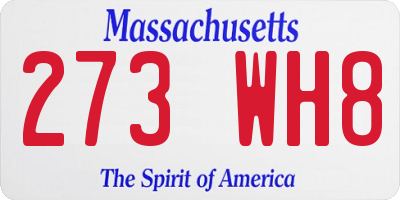 MA license plate 273WH8
