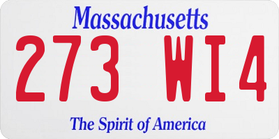 MA license plate 273WI4
