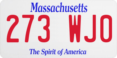 MA license plate 273WJ0