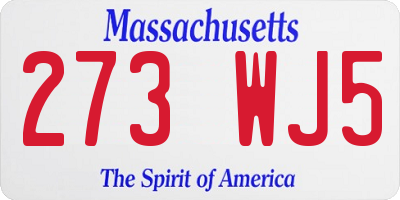 MA license plate 273WJ5
