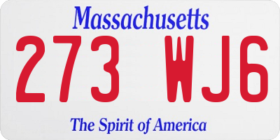 MA license plate 273WJ6