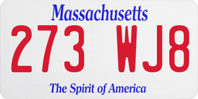 MA license plate 273WJ8