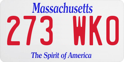 MA license plate 273WK0