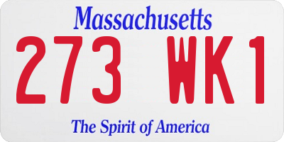 MA license plate 273WK1