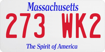 MA license plate 273WK2