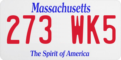 MA license plate 273WK5