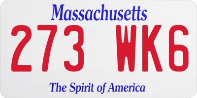 MA license plate 273WK6