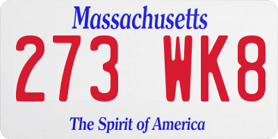 MA license plate 273WK8
