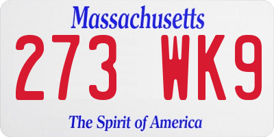 MA license plate 273WK9