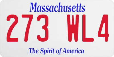 MA license plate 273WL4
