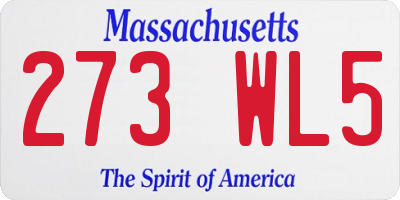 MA license plate 273WL5