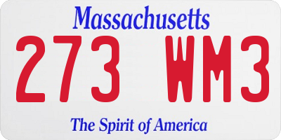 MA license plate 273WM3