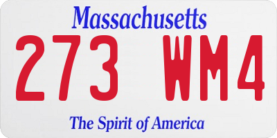 MA license plate 273WM4