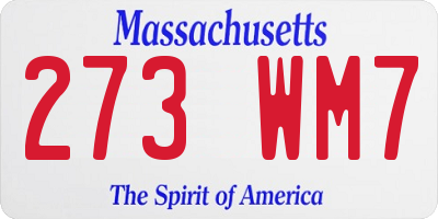 MA license plate 273WM7