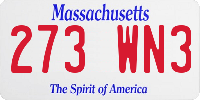 MA license plate 273WN3