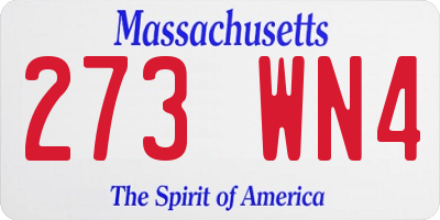 MA license plate 273WN4