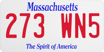 MA license plate 273WN5