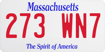 MA license plate 273WN7