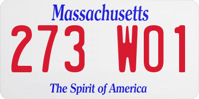MA license plate 273WO1