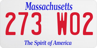 MA license plate 273WO2