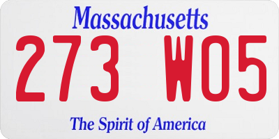 MA license plate 273WO5