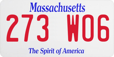 MA license plate 273WO6