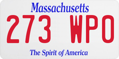 MA license plate 273WP0