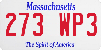 MA license plate 273WP3