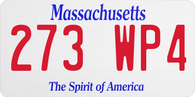 MA license plate 273WP4