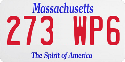 MA license plate 273WP6