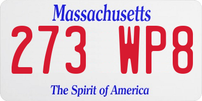 MA license plate 273WP8