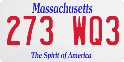 MA license plate 273WQ3