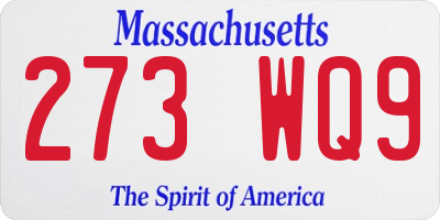 MA license plate 273WQ9