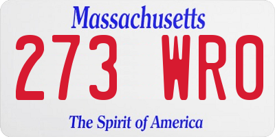 MA license plate 273WR0