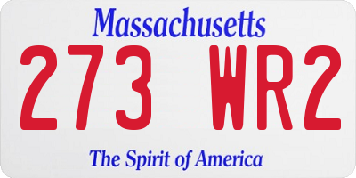 MA license plate 273WR2