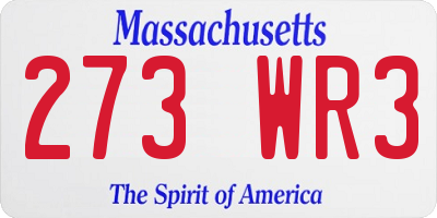 MA license plate 273WR3