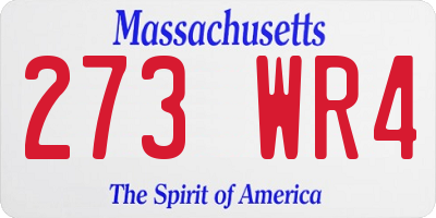 MA license plate 273WR4