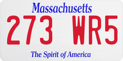MA license plate 273WR5