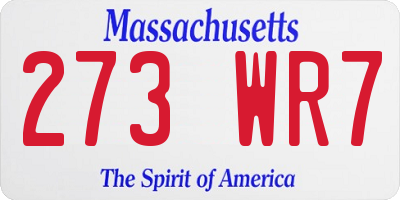MA license plate 273WR7