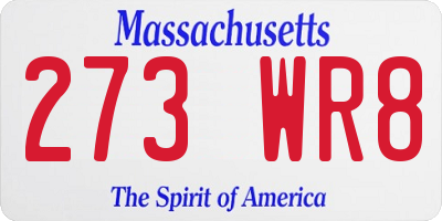 MA license plate 273WR8