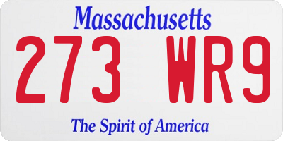 MA license plate 273WR9