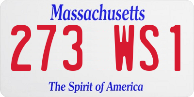 MA license plate 273WS1