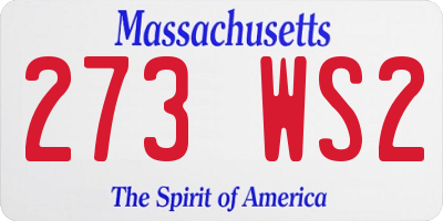 MA license plate 273WS2