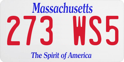 MA license plate 273WS5
