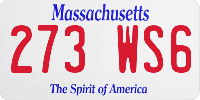 MA license plate 273WS6